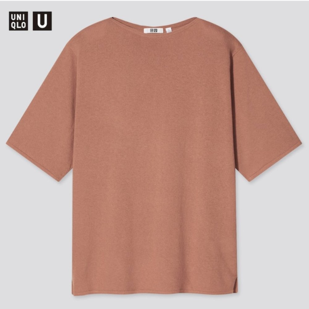 [FREE WITH PURCHASE] Uniqlo U Fine-Gauge Boat Neck Short-Sleeve Sweater